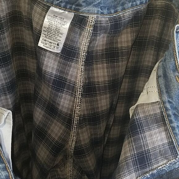 Carhartt Dungaree Fit Jeans Flannel Lined Denim Straight Leg Cargo Men's 42 x 30 - Picture 4 of 13